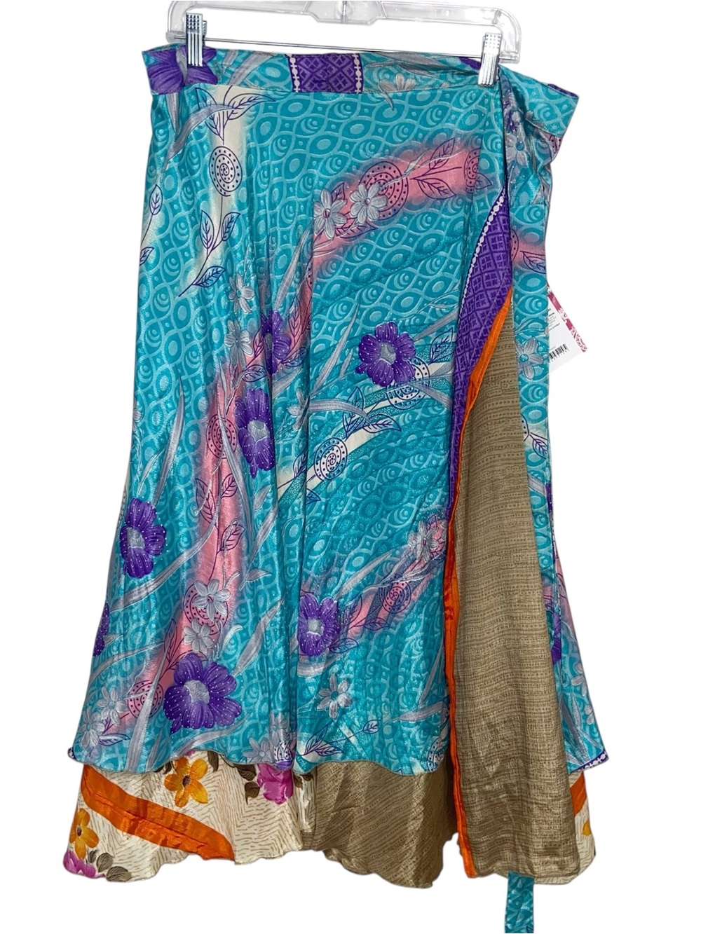 Darn Good Skirt Womens XL (14-20) Sari Silk Maxi Ankle Length Wrap Reversible